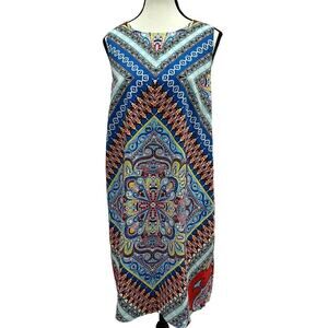 Maggy L Tank Dress Size 18 Vibrant Color Pattern 35" Length 22" Bust